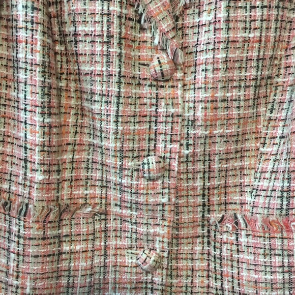 EMMA JAMES FRINGED TWEED CORAL PEACH CAREER JACKET BOHO CLUELESS PREPPY LIKE NEW - Picture 5 of 9